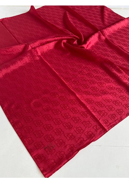 Fresh Monogram Jakarlı Eşarp 1-98 Kırmızı Desenli