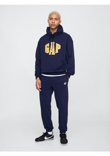 Erkek Lacivert Vintagesoft Oversize Gap Logo Kapüşonlu Sweatshirt