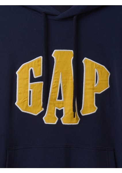 Erkek Lacivert Vintagesoft Oversize Gap Logo Kapüşonlu Sweatshirt