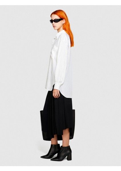 Sisley Viskoz Comfort Fit Cepli Gömlek Kadın Mavi Gömlek - 323A5GLQ05K fırsatları
