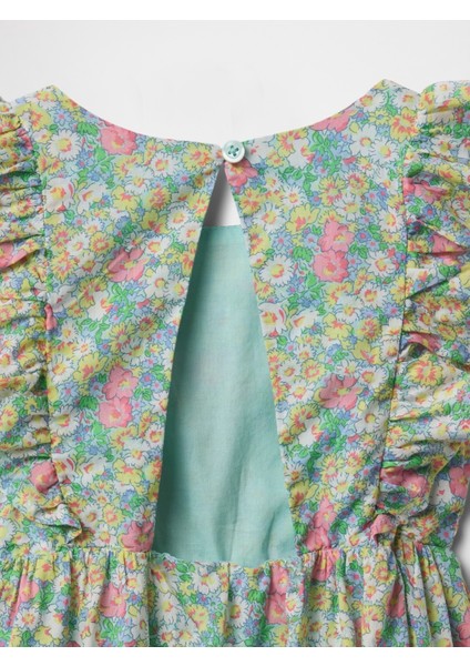 Kız Bebek Çok Renkli Fırfırlı Çiçek Desenli Elbise fiyatları