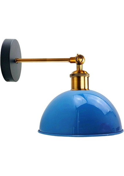Vintage,retro,rustik Açık Mavi 1 x E27 Eskitme Duylu Masallı Tekli Duvar Aplik Şapka ÇAP:23 cm