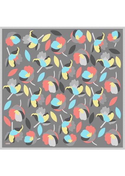 Tivil İpek Eşarp 4040 - 83 Gri Karışık Desen