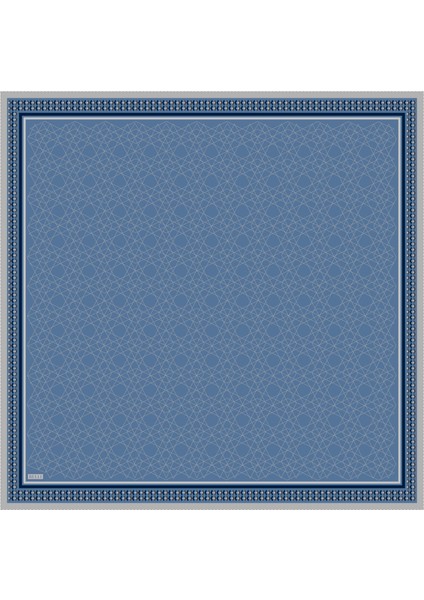 Tivil İpek Eşarp 4053 - 80 Mavi Karışık Desen