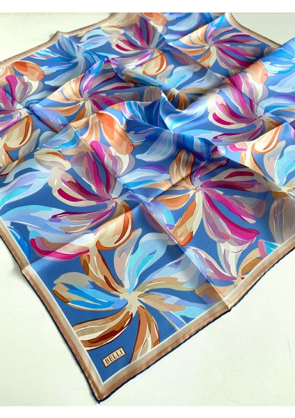 Tivil İpek Eşarp 4107 - 37 Mavi Karışık Desen