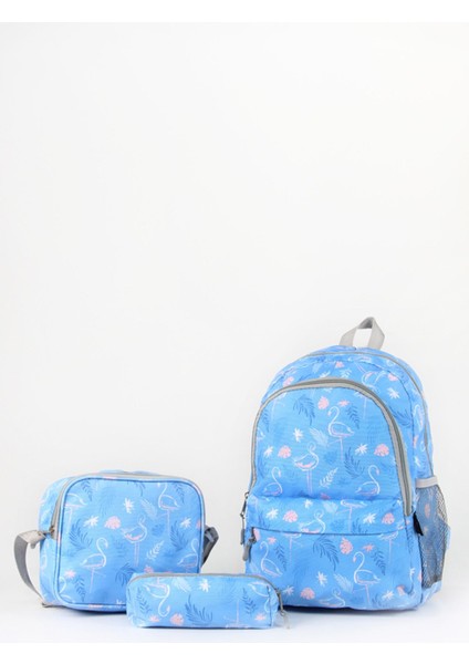 3'Lü Okul Çanta Seti Mavi Flamingo /Plcan2079.319