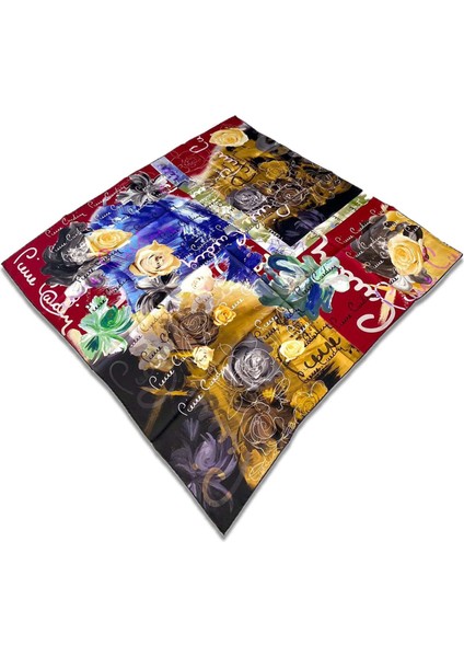 Bordo Karma Desen Tivil İpek Eşarp 4210701 - 311