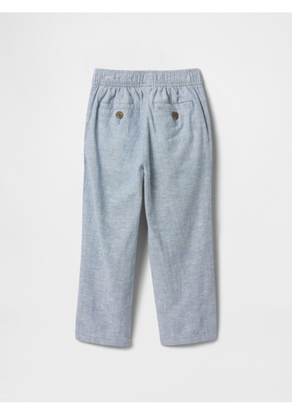 Erkek Bebek Mavi Keten Pamuk Karışımlı Pull-On Pantolon fiyatları
