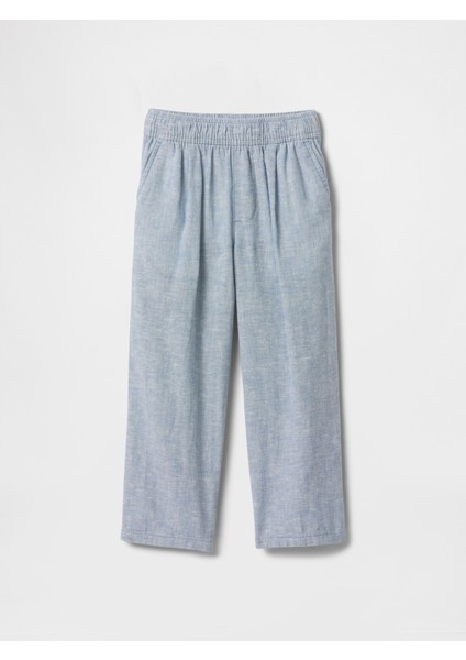 Erkek Bebek Mavi Keten Pamuk Karışımlı Pull-On Pantolon modelleri