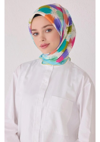 Tivil İpek Eşarp 4038 - 31 Beyaz Karışık Desen