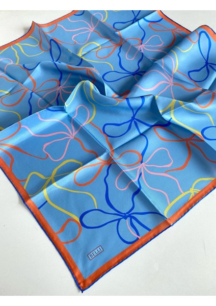 Tivil İpek Eşarp 4113 - 01 Mavi Karışık Desen