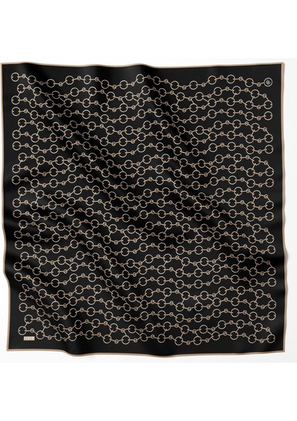 Tivil İpek Eşarp 4109 - 32 Siyah Karışık Desen