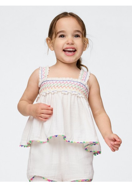 Kız Bebek Orange Kıss Neon Crinkle Gauze Outfit Set