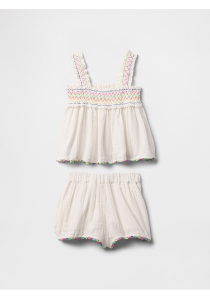 Kız Bebek Orange Kıss Neon Crinkle Gauze Outfit Set modelleri