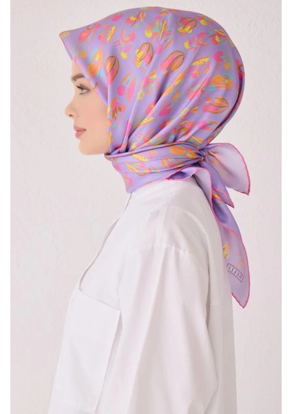 Tivil Ipek Eşarp 4057-52 Lila Karışık Desen