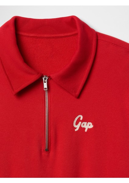 Erkek Kırmızı Vintagesoft Gap Logo Polo Sweatshirt