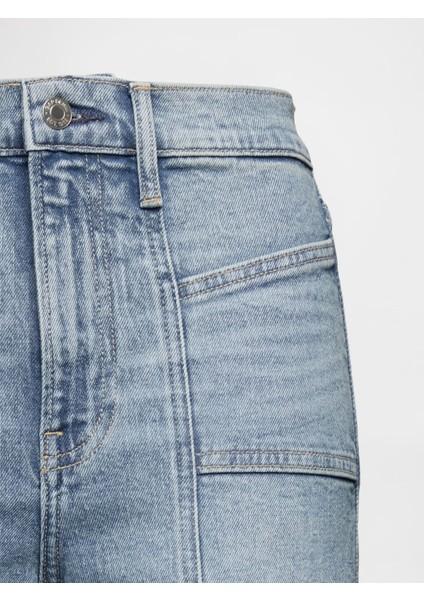 Kadın Mavi High Rise Wide-Leg Jean Pantolon fiyatları