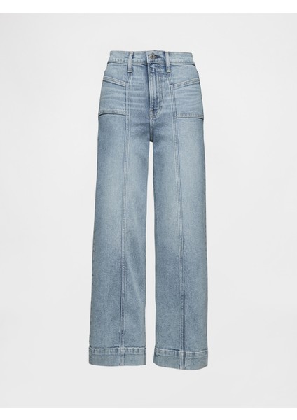 Kadın Mavi High Rise Wide-Leg Jean Pantolon modelleri