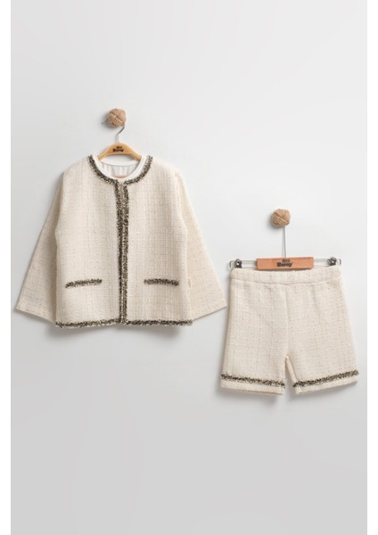 Müslin Ceketli Şortlu 3 Lü Kız Takım 2-3-4-5 Yaş