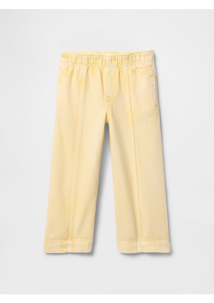 Kız Bebek Sarı Ultrasoft Pull-On Baggy Wide-Leg Jean Pantolon fırsatları