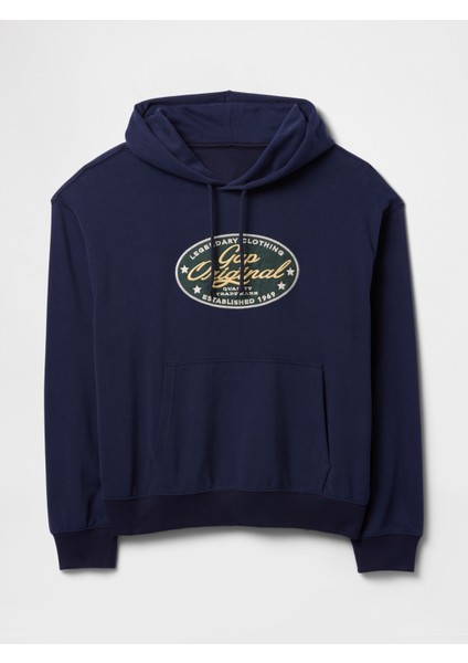 Erkek Lacivert Vintagesoft Gap Logo Kapüşonlu Sweatshirt fiyatları