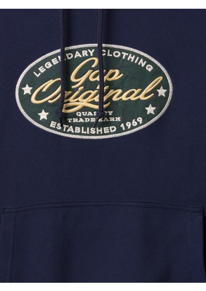 Erkek Lacivert Vintagesoft Gap Logo Kapüşonlu Sweatshirt modelleri