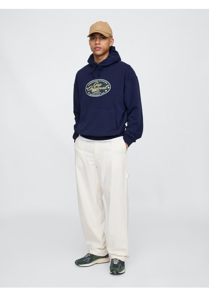 Erkek Lacivert Vintagesoft Gap Logo Kapüşonlu Sweatshirt indirimleri