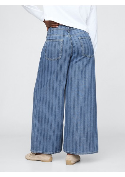Kadın Mavi Mid Rise Ultrasoft Baggy Jean Pantolon fırsatları