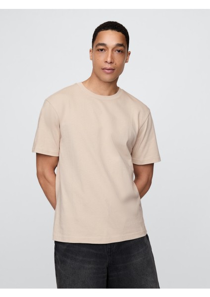 Erkek Koyu Bej Heavyweight Original T-Shirt