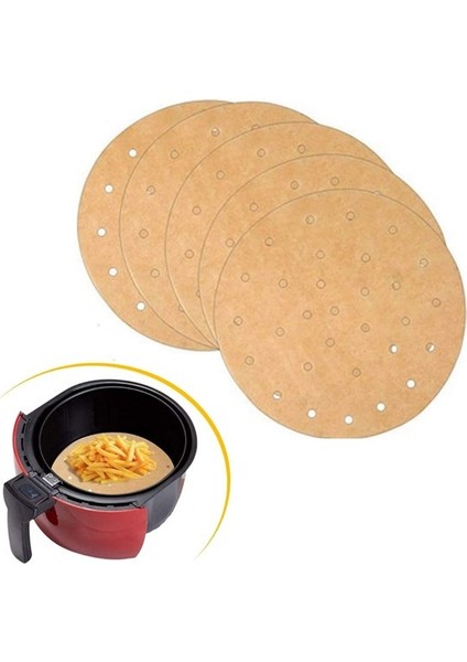 100 Adet Airfryer Pişirme Kağıdı Tek Kullanımlık Hava Fritözü Yuvarlak Delikli Model (4401)