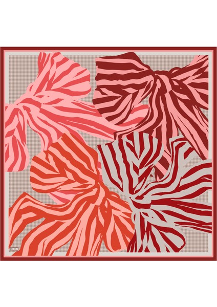 Tivil İpek Eşarp 4047 - 81 Kırmızı Karışık Desen