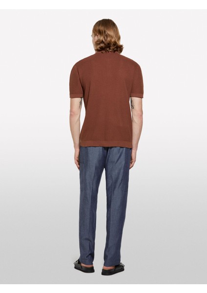 Sisley %100 Pamuk Triko Polo T-Shirt Erkek Kahverengi Polo - 325P1094S300M fiyatları