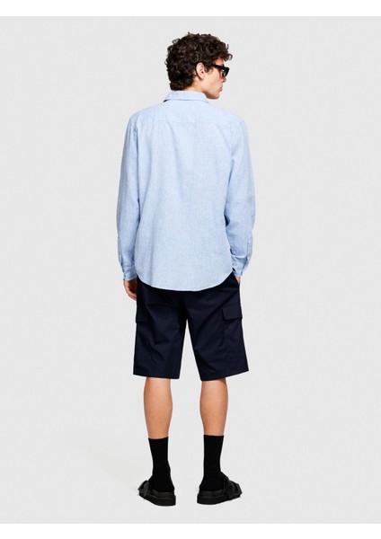 Keten Pamuk Karışımlı Slim Fit Gömlek Erkek Haki Gömlek - 324P59A2SQ03G