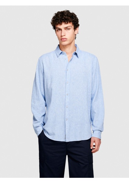 Keten Pamuk Karışımlı Slim Fit Gömlek Erkek Haki Gömlek - 324P59A2SQ03G modelleri