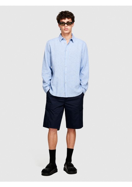 Keten Pamuk Karışımlı Slim Fit Gömlek Erkek Haki Gömlek - 324P59A2SQ03G fırsatları