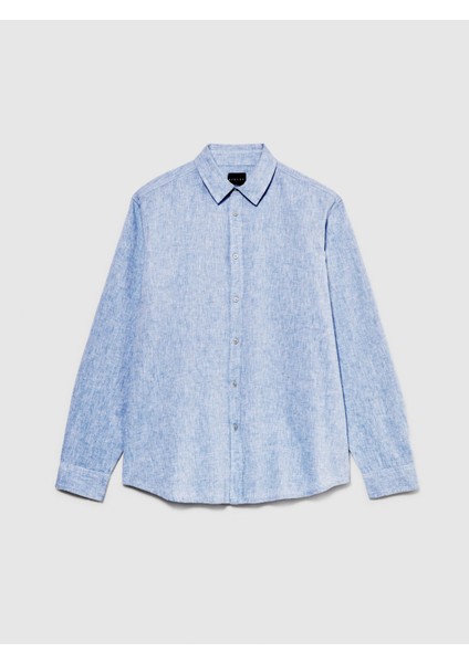 Keten Pamuk Karışımlı Slim Fit Gömlek Erkek Haki Gömlek - 324P59A2SQ03G indirimleri