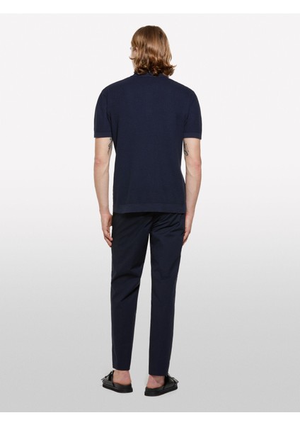 Sisley %100 Pamuk Triko Polo T-Shirt Erkek Lacivert Polo - 325P1094S300M