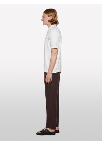 %100 Pamuk Triko Polo T-Shirt Erkek Krem Polo - 325P1094S300M indirimleri