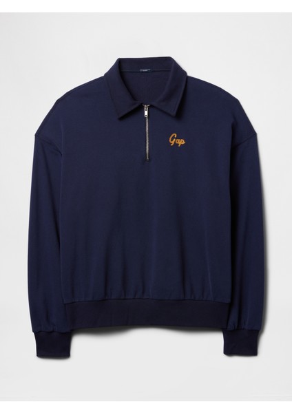 Erkek Lacivert Vintagesoft Gap Logo Polo Sweatshirt