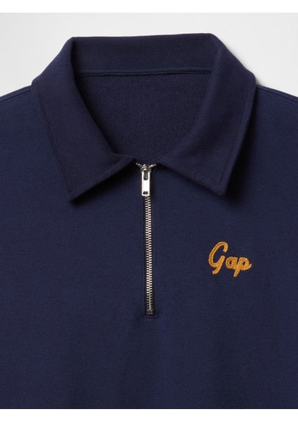 Erkek Lacivert Vintagesoft Gap Logo Polo Sweatshirt