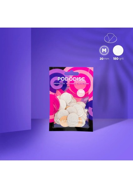 Pododısc Pro M Pedikür Disk Için Yedek Beyaz Törpüler, 180 Grit (50 Adet)