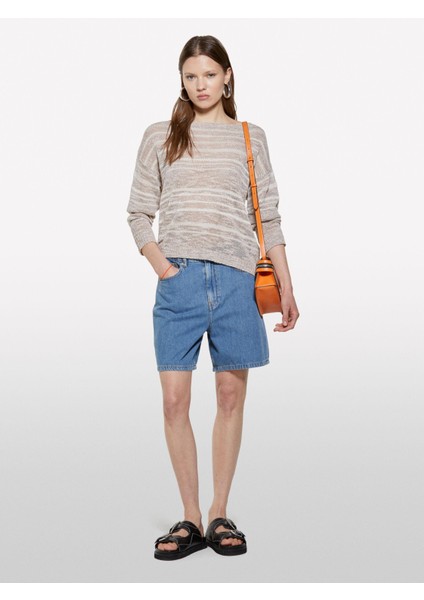 Sisley Pamuk Karışımlı Kayık Yaka Regular Fit Kazak Kadın Mavi Kazak - 325P116CL106F fiyatları