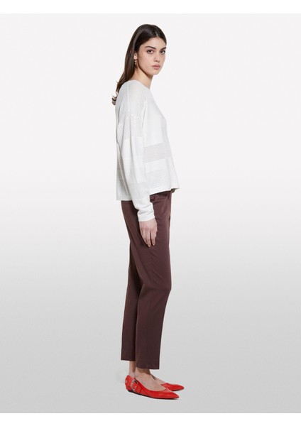 Viskoz Karışımlı Şerit Efektli Kayık Yaka Kazak Kadın Bej Kazak - 325P17Q3M1069 modelleri