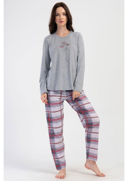 Kadın Büyük Beden Uzun Kol Pijama Takım , 404058