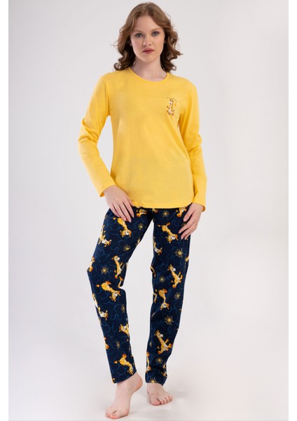 Pamuklu Kadın Uzun Kol Pijama Takım , 410011
