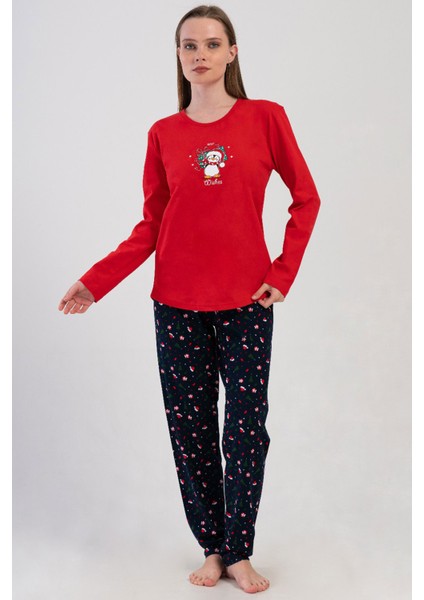 Pamuklu Kadın Uzun Kol Pijama Takım , 409261