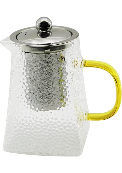 Kare Kabartmalı - Borosilikat Cam Demlik 550ML