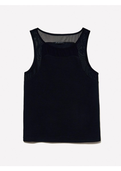 Viskoz Karışımlı Nervürlü Jarse Slim Fit Atlet Kadın Siyah Atlet - 325P3Y61LH00Z fırsatları