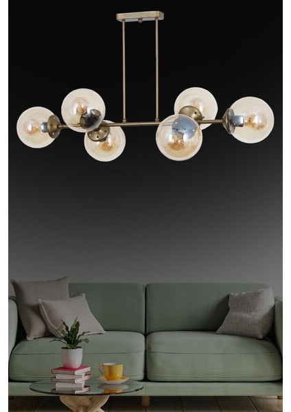 Aren 6 Lı Eskitme Avize-Bal Camlı Dekoratif Tasarım Yatak Odası Mutfak Salon Avize