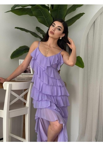 Leyla Sanat Sanata Yeni Bir Bakış Açısı Ples Yırtmaç Detaylı Elbise modelleri